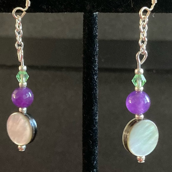 Abalone Coin Earrings - Picture 4 of 4